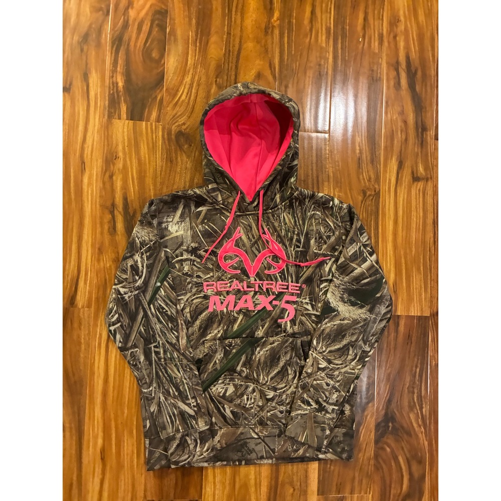 Realtree MAX-5 Camo Hoodie Pink Logo Girls Small 4-6 Camouflage Sweatshirt B-2